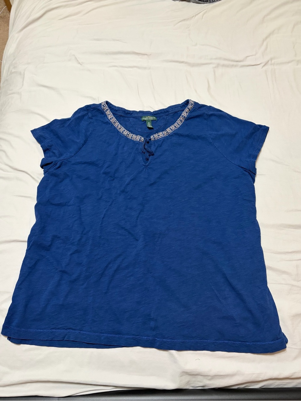 Ralph Lauren Royal Blue Short-Sleeve Tee with Embroidered Neckline